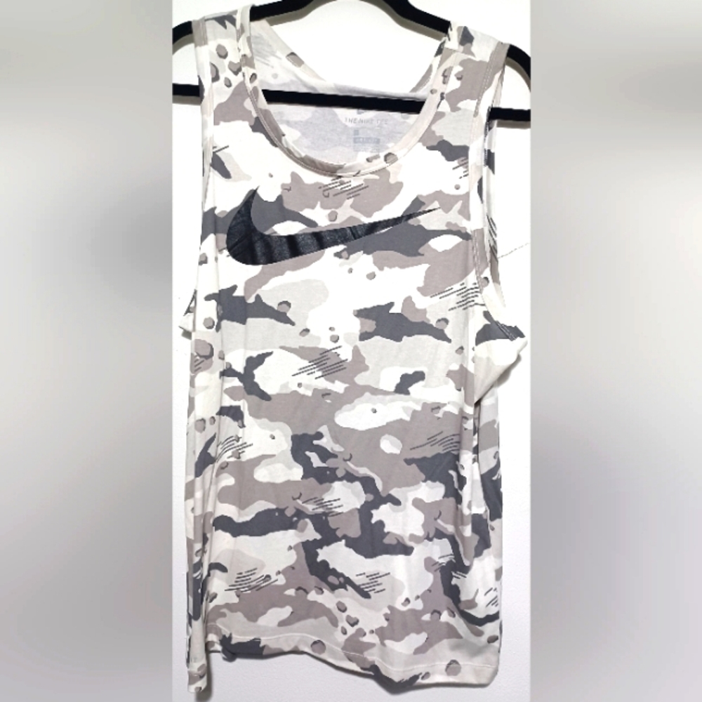 Nike Dri-Fit Camo Tank Top Men's Large White Black & Grey Camo